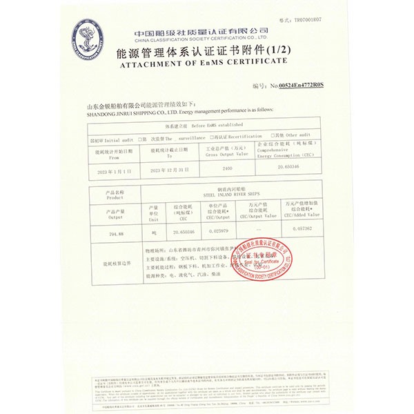 能源管理體系認(rèn)證證書(shū)附件(1/2)